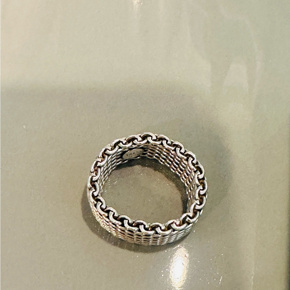 Retired Design- Tiffany & Co. Silver Mesh Ring - Picture 3 of 4